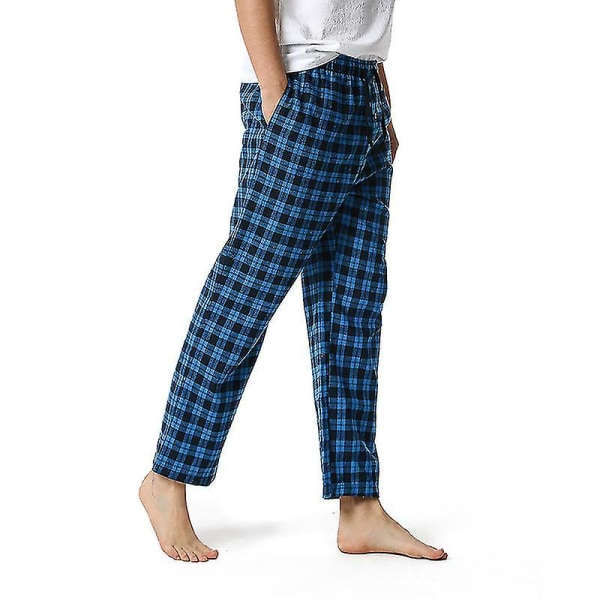 Bomullsvevde pyjamasbukser for menn, rutete lette lounge-sovebukser COLOR 9 S