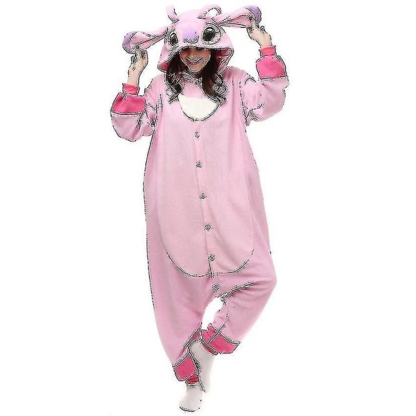 Stitch Pyjamas Anime Tecknad Sovkläder Outfit Jumpsuit pink M