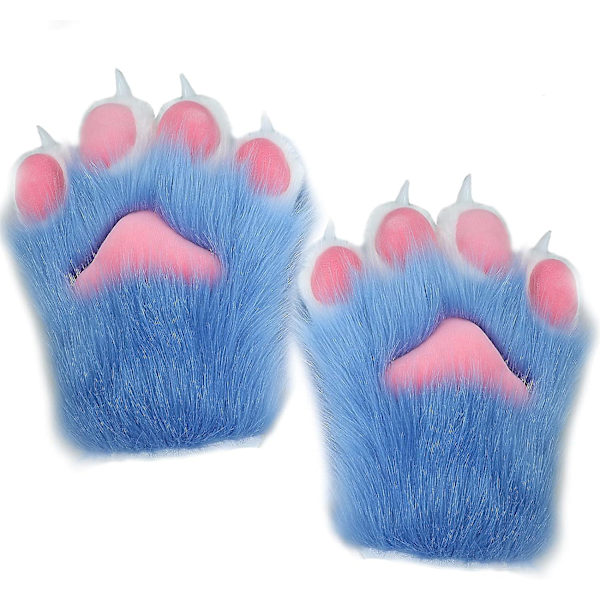 Cosplay Djur Katt Varg Björn Hund Räv Tassar Klor Vantar Handskar C Blue