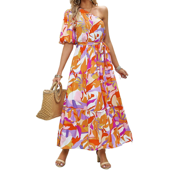 Sommarklänning för damer, bohemisk stil, oversize tryck, lång maxiklänning, present till mamma, kvinna, älskare White S