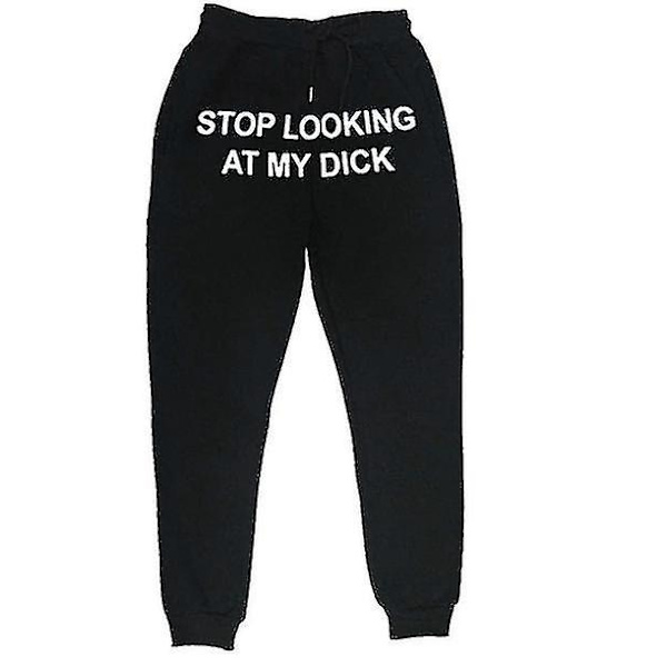 Letter Casual Casual Byxor För Män Och Kvinnor String Lös Hög Midja Sportbyxor 1black M