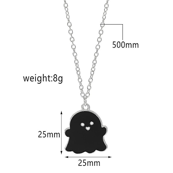 2kpl Muoti Eurooppalaiset ja amerikkalaiset Halloween-lahjat Sarjakuva Aave Kaulakoru Hip Hop Pari Asusteet Kaulakoru, Musta Scrollsqy