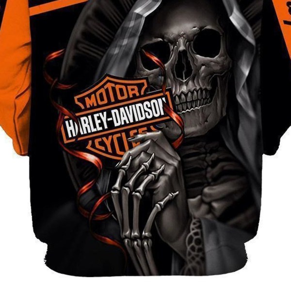 Ny 3d Skull Harley-davidson Hoodie Sweatshirt Hood Jumper Pullover S