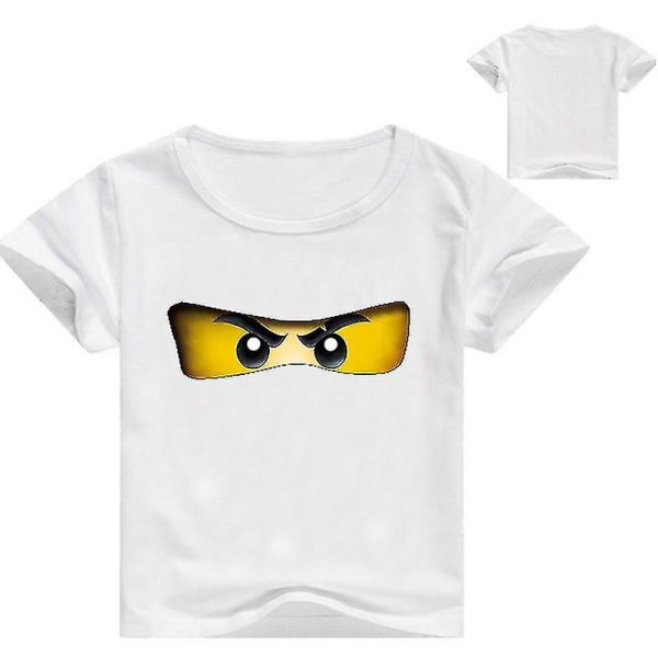 2-13 år 3D-utskrift Ninja pojkar och flickor kortärmad T-shirt barn sommarkläder White 110cm