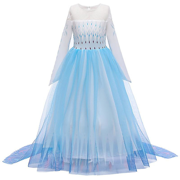 Tyttöjen Frozen 2 Elsa Queen Prinsessamekko Hieno Mekko Lumihiutale Tyllihame Asut Lasten Cosplay-asut Syntymäpäivä Halloween Joulujuhliin Light Blue 7-8 Years
