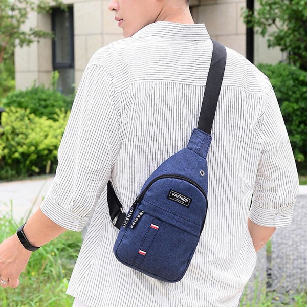 Mode axelväska för män Cross-body väska Casual Messenger Bag Bröstväska Blue