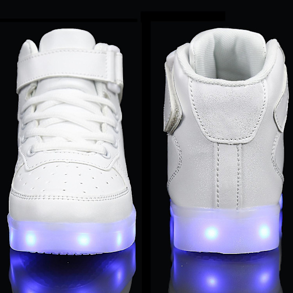 Børnesko Drenge Led Lysende Sko Drenge Piger Sports Løbesko 1600 White 34