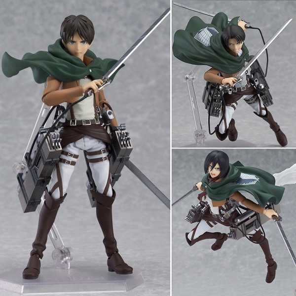 Attack On Titan 14cm Eren Mikasa Actionfigur Högkvalitativ Displayform Ornament Anime Modell Leksak Mikasa