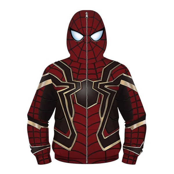 Barn Pojke Spider-man Hoodies Huvtröja Dragkedja Jacka Topp Ytterkläder Fans Present Dark Red Spiderman 12-13 Years