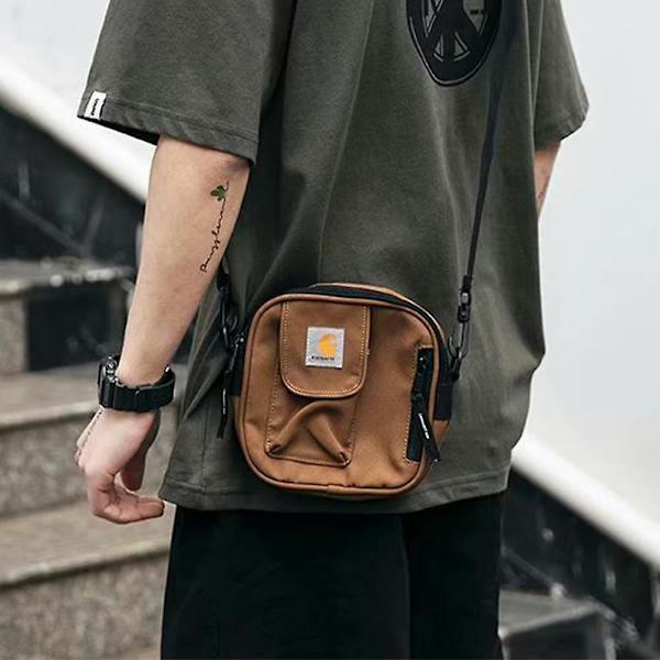 Fyrkantig Crossbody-väska för dam och herr, justerbar rem, liten axelväska för resor Khaki