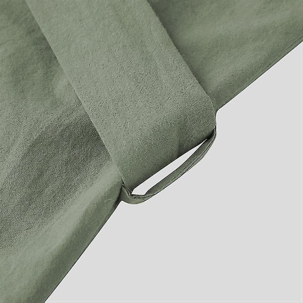 Badrock för män Bomull Linne Nattkläder 3/4 Ärm Sovplagg Badrock Morgonrock Green 2XL