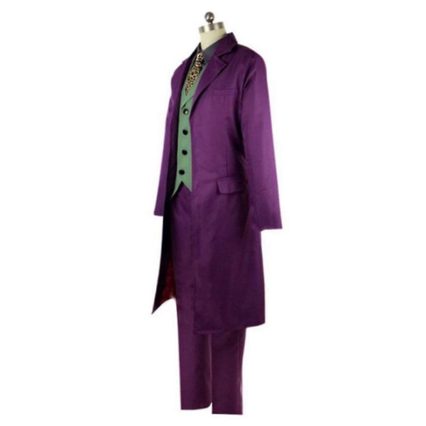 Högkvalitativ Heath Ledger Cosplay-dräkt Halloween herr Film The Dark Knight Joker-dräkt Lila jacka Komplett set only coat XL man