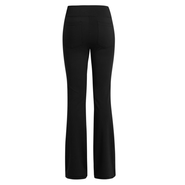 Kvinnor vida benbyxor Casual Stretch Yoga Pant Lounge byxor svart black 3XL