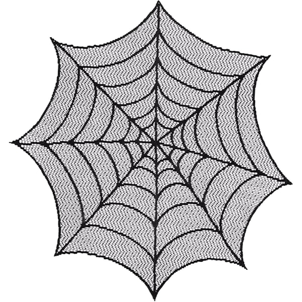 76 cm Rund Spider Web Spets Bordsduk - Halloween Dinner Party Dekor