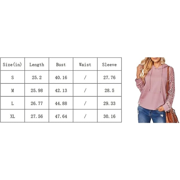 Damehettegensere Blonde Patchwork Langermet Hettegenser Casual Mote Tunika Pullover Stilig Elegant Genser Snøring Jumper Topper Med Lommer Light Grey L