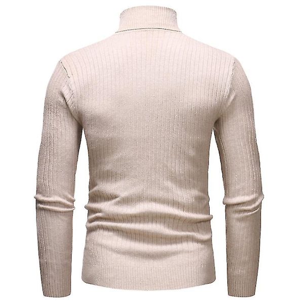 Hög rullande polotröja i stickat för män Beige M