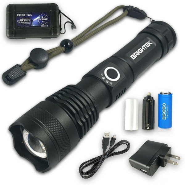Superstark 90000lm Taktisk LED-ficklampa med Uppladdningsbart Batteri Zoombar