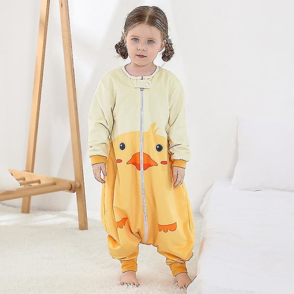 Thermal pyjamas för barn, vintersovsäck med ben, ansiktsduk Material Mjuk och bekväm pyjamas för barn Yellow duck L