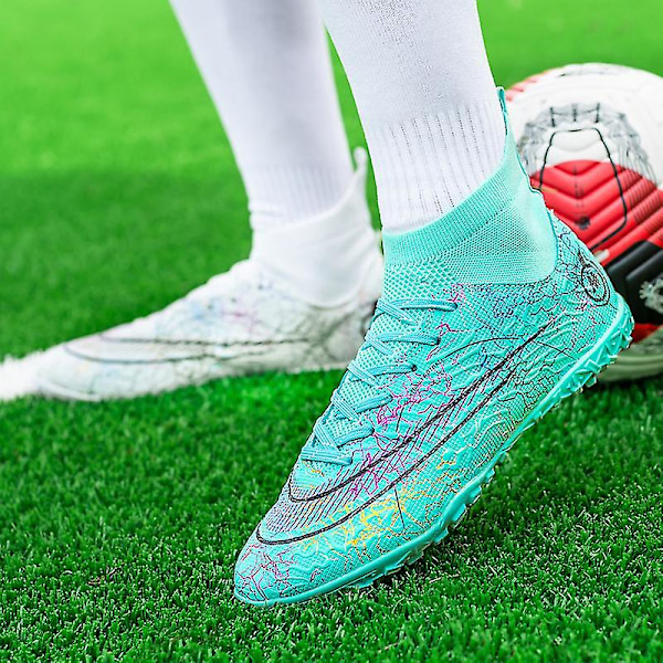 Herrfotbollsskor halkfria fotbollsskor dobbar gräs fotbollsskor Yj068 Blue 43