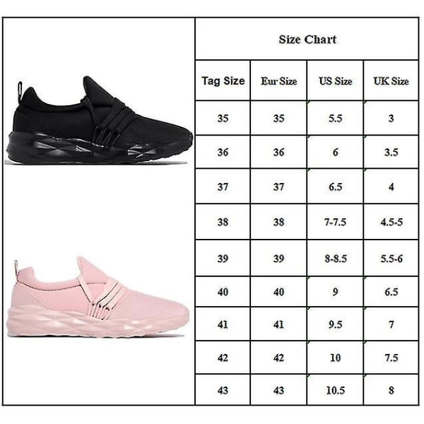 Dame Åndbare Snøresko Sneakers Sport Løbesko Black 43
