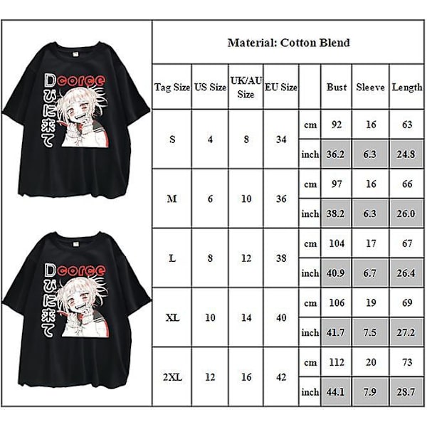 Naisten Anime Goth Tyylinen Printti T-paita Y2k Harajuku Kesäinen Lyhythihainen Rento Pyöreä Kaula-aukko Löysä Istuvuus Toppi 2XL