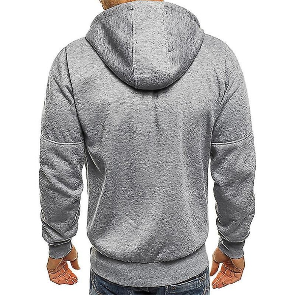 Herr Hoodie Fleece Varm Huvtröja Jacka Kavaj Sweatshirt Vinter Ytterkläder Grey 3XL