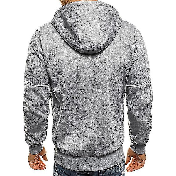 Herr Hoodie Fleece Varm Huvtröja Jacka Kjol Sweatshirt Vinter Ytterkläder Grey L