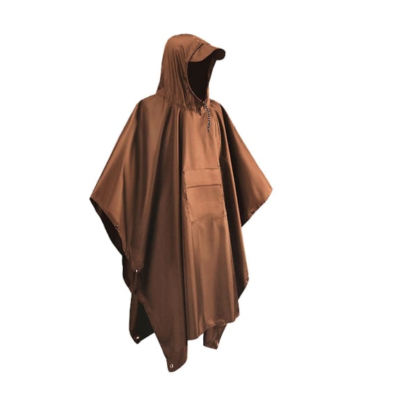 Regnfrakk Lang Nødhette Pustende Lett Vandringsregnponcho Med Lomme Utendørs Camping Camouflage