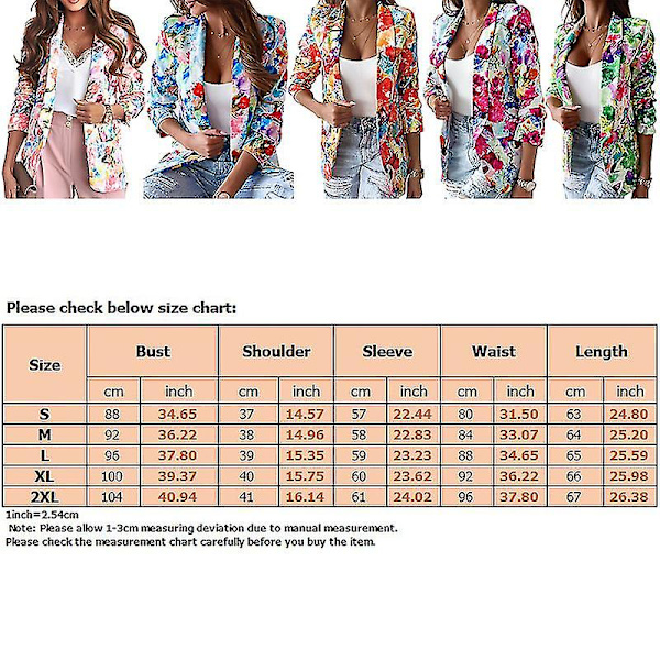 Dame Tie Dye Business Jakker Casual Efterårsfrakke Blomsterprint Blazere Red M