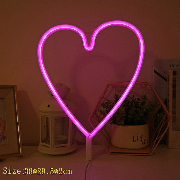LED Neonljus Väggkonstskylt Sovrumsdekor Hängande Nattlampa Hemfest Högtidsdekor Julklapp Heart 2