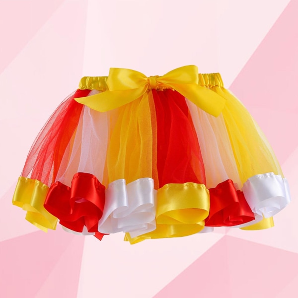 Små flickor Tutu-kjol Regnbåge Layered Tutu-kjolar Band Elastisk danskjol för flickor 0 till 8 år gamla Bright Red Yellow S
