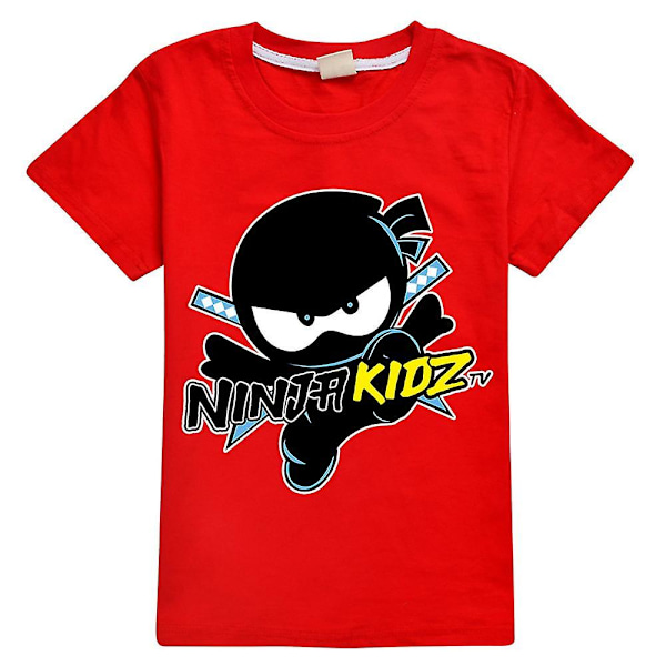 Ninja Kidz tema T-shirt barn pojkar kortärmad tecknad film T-shirt toppar Red 9-10 Year