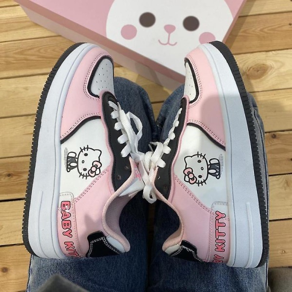 Kawaii Sanrio Hellokittys Lätt Andas Skor All-match Rosa Dam Skor Sneakers Casual Sko Full Skostorlek För tjejer Present 38 HelloKitty-2