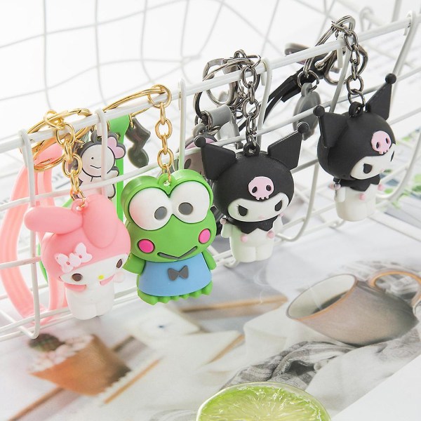 Kawaii Cartoon Sanrio Nyckelring Kuromi My Melody Lanyard Nyckelring Mini Doll Väska Hängande hänge Inredning Present Keroppi