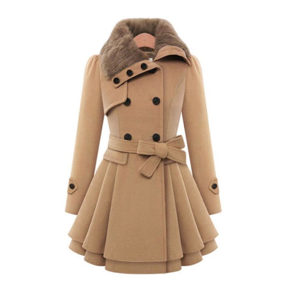 Dam vinter lång trenchcoat Camel XL