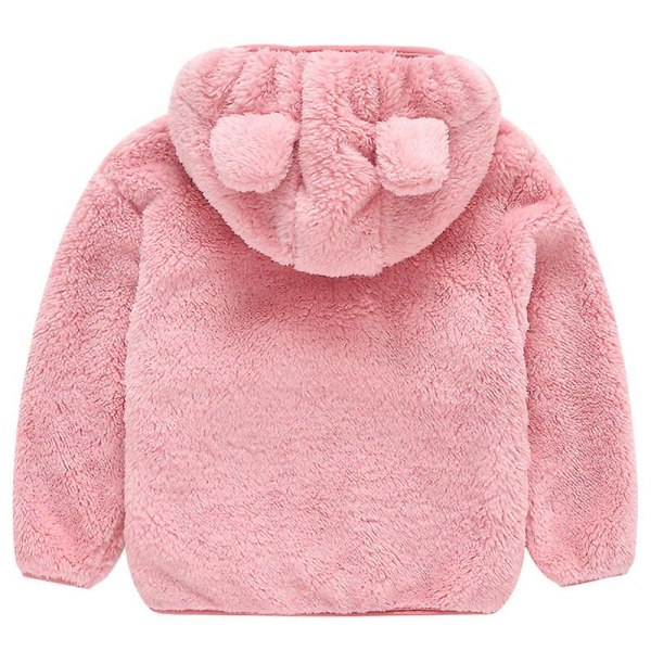 Barn Teddybjörn Huvjacka Fluffig Fleece Varm Dragkedja Upp Rock Ytterkläder Pink 2-3 Years