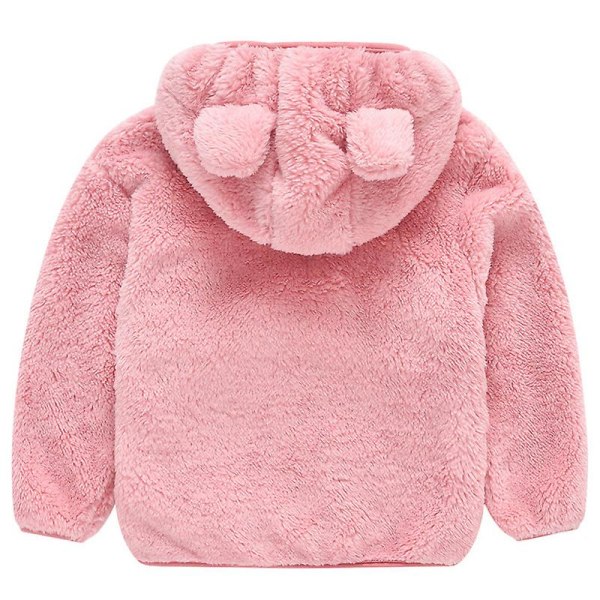Toddler Barn Teddy Bear Huvjacka Fluffy Fleece Varm Zip Up Coat Ytterkläder Pink 2-3 Years