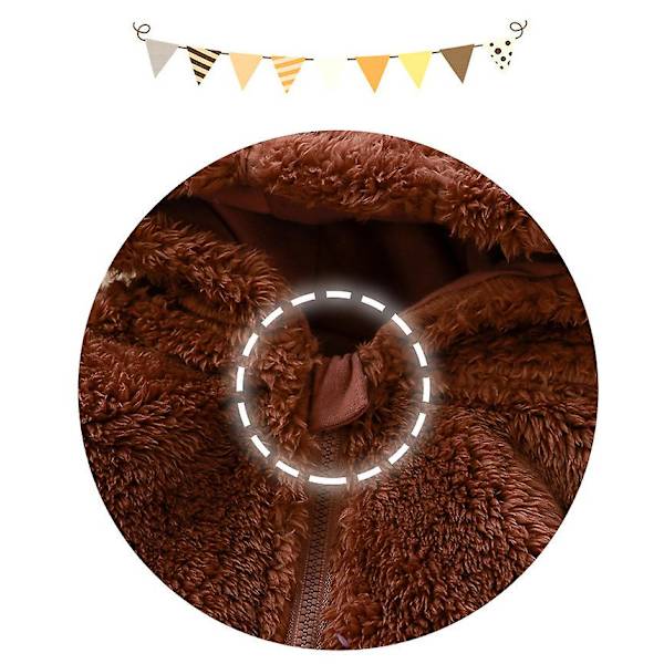 Baby Småbarn Vinter Varm Fluffy Hette Overaller Nydelig Bjørneøre Hettegenser Jumpsuit Brown 3-6 Months