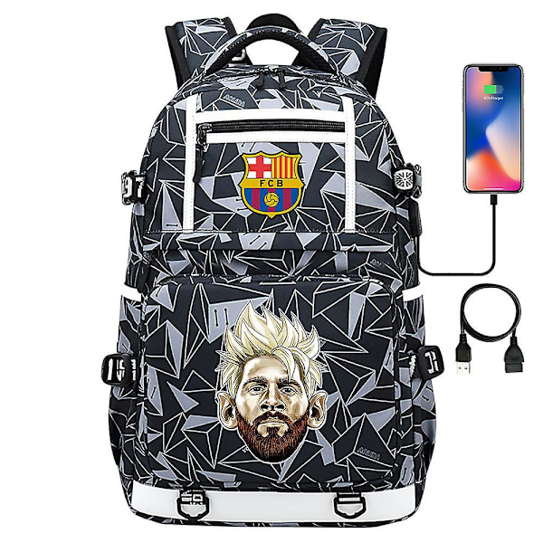 Messi Barcelona Trykket Ryggsekk Reiseveske Student Skolesekk Vanntett Dataveske29