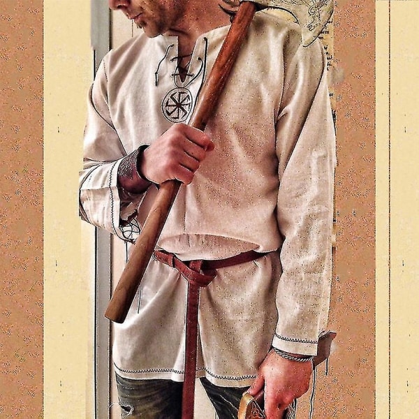 Knight Cosplay Medeltida Kostym Tunika Halloween Kostymer För Män Vuxen Viking Pirat Förklädnad Fancy Kläder Karneval Skjortor Color 2 S