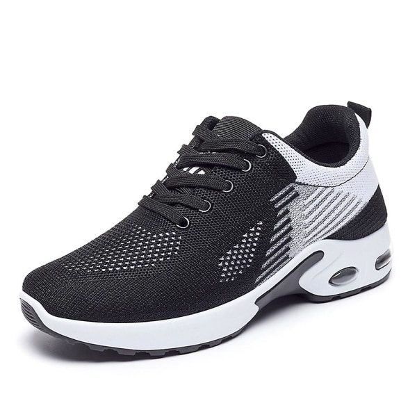 Dame Snøresko Atletiske Træningssko Fitness Gym Casual Air Cushion Sneakers Åndbare Vandresko Sportssko Black 36