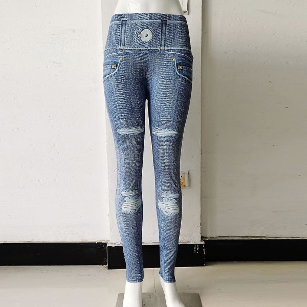 Yoga-jeans för kvinnor Visa Slim Body Strong Elasticity Byxor för daglig shopping utomhus 1604 2XL