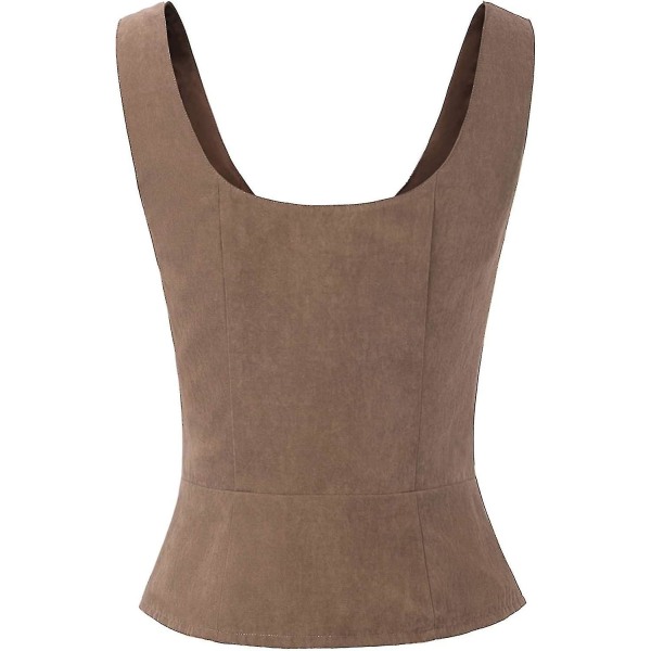 Dame Pirat Renessanse Vest Cosplay Kostyme Bonde Livstykke Coffee Large