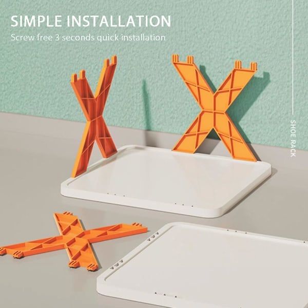 Skoställ i plast, stapelbart, gör-det-själv, fri kombination, skohylla i flera nivåer för hall Vibrant Orange Double Layer