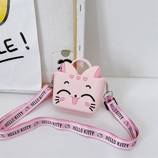 Tegneserie Dyre Silikon Sling Bag Myntveske Med Justerbar Stropp Bærbar Nyhet Cross Body Nøkkelvesker For Jente Tenåringer Ny Bunny With Pink Bow