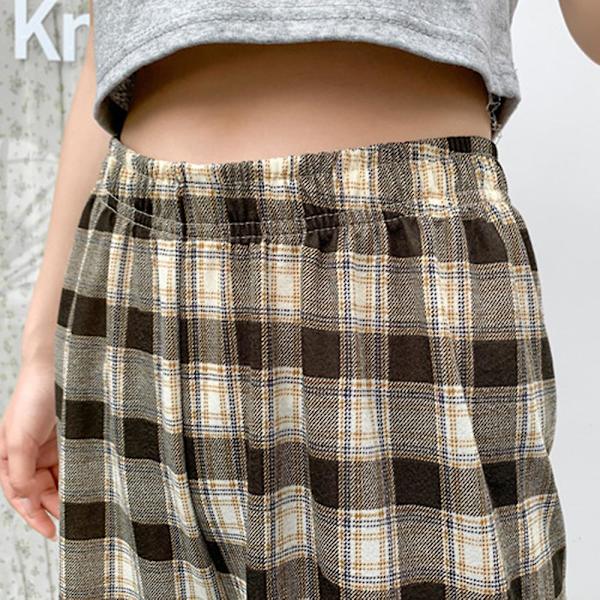 Afslappede bukser til kvinder, alsidige bukser med elastisk taljebånd, løs pasform til forår og sommer Yellow Grid XL