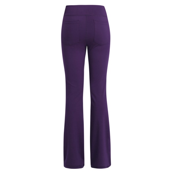 Kvinnor vida benbyxor Casual Stretch Yoga Pant Lounge byxor lila purple 3XL