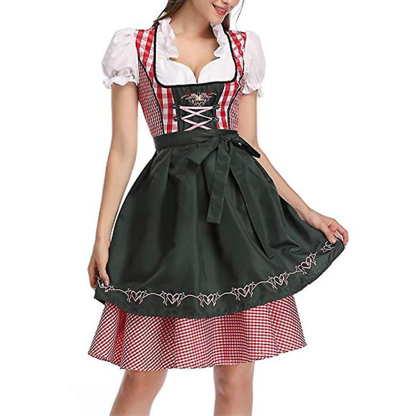 Ny damtysk Oktoberfest-dräkt traditionell bayersk öl Fraulein karneval piga klänning outfit Dark green L