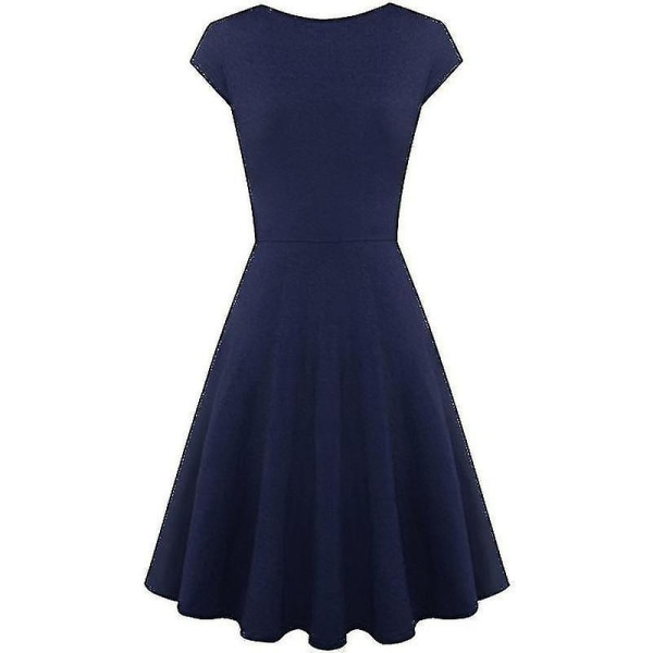 Dame Kortærmet Slå-om Kjole Navy 4XL
