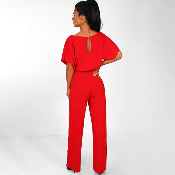 Dame Jumpsuit Casual Vide Ben Dame Aftenfest Lang Playsuit Red M